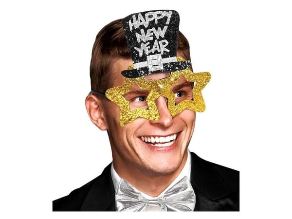 Guldfärgade glasögon Happy New Year