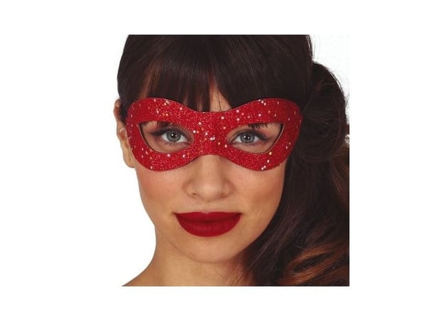 Rød halvmaske med stjerner