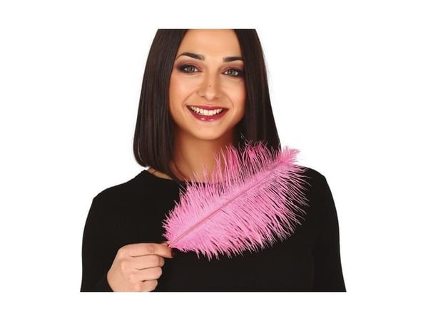 Pink strudsefjer 30 cm, 12 stk