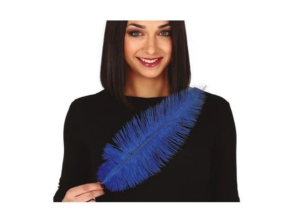 Sininen strutsin höyhen 40 cm, 12 kpl Sininen strutsin höyhen 40 cm, 12 kpl