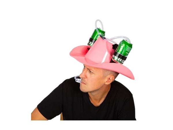Rosa cowboyhatt med ölburkhållare