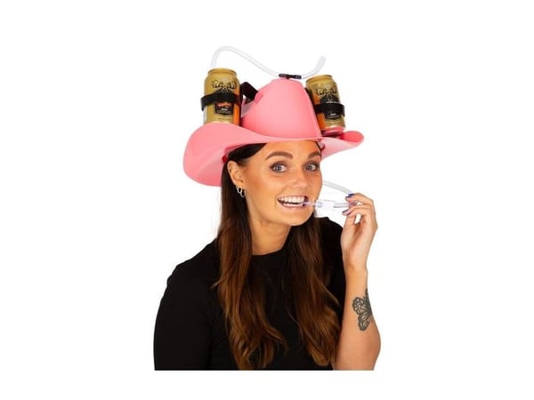 Rosa cowboyhatt med ölburkhållare