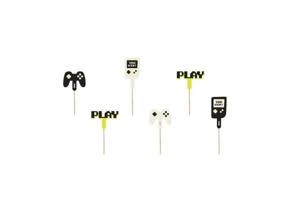 PartyDeco KPM35, Cupcake, Svart, Hvit, Gul, Barn, Unisex, Universal, 6 stk