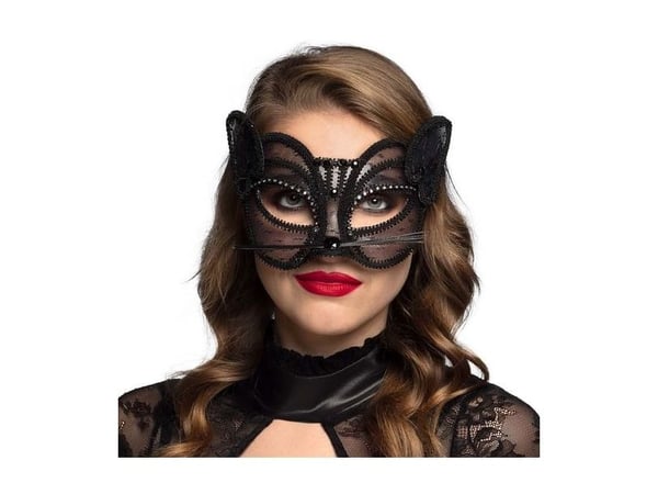 Svart katt halvmask