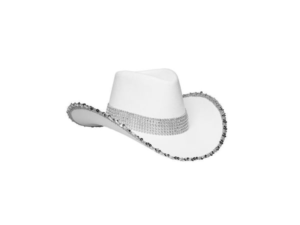 Hvid Cowboyhat med pailletter