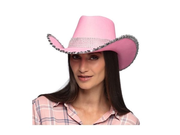 Rosa cowboyhatt med paljetter