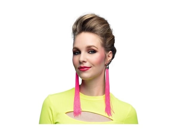 Neonpinkit johdolliset korvakorut