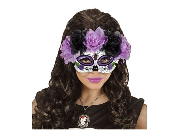 De dødes dag maske, lilla blomster