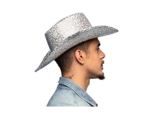Hopeinen paljetti Cowboy-hattu