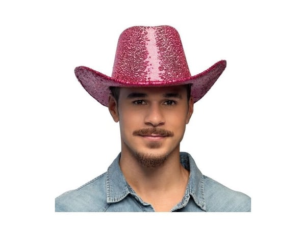 Hot pink paillet cowboyhatt