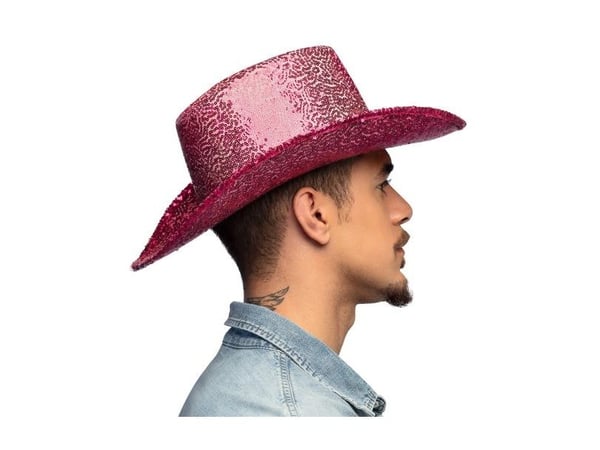 Hot pink paillet cowboyhatt