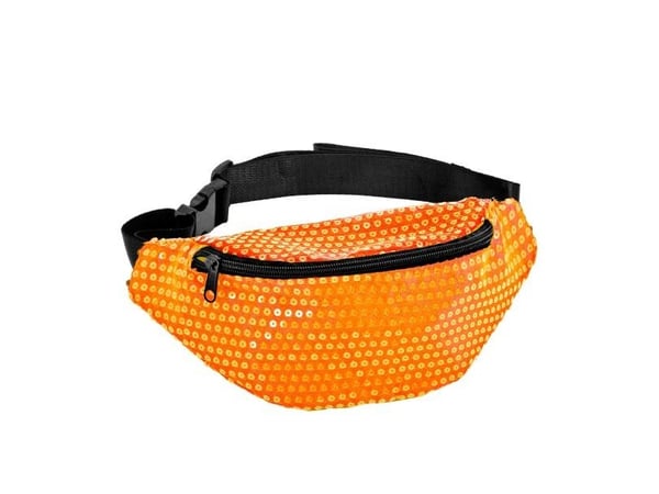 Neonorange paillet bæltetaske