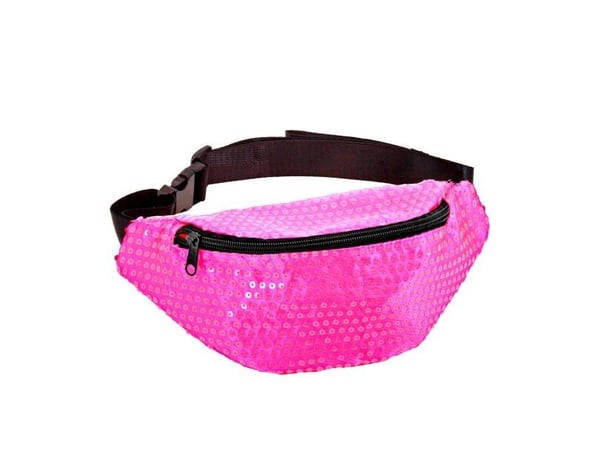 Neonpink paillet bæltetaske