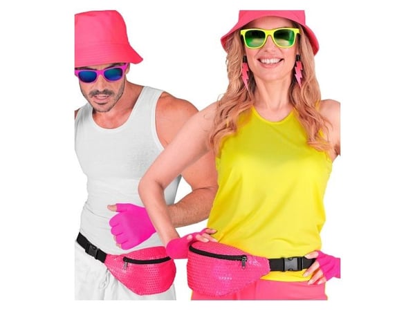 Neonrosa bältesväska med paljetter