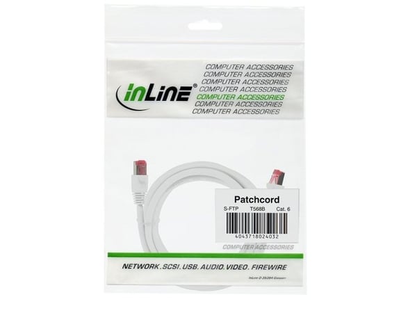 InLine 4043718120536, 20 m, Cat6, S/FTP (S-STP), RJ-45, RJ-45, Hvit