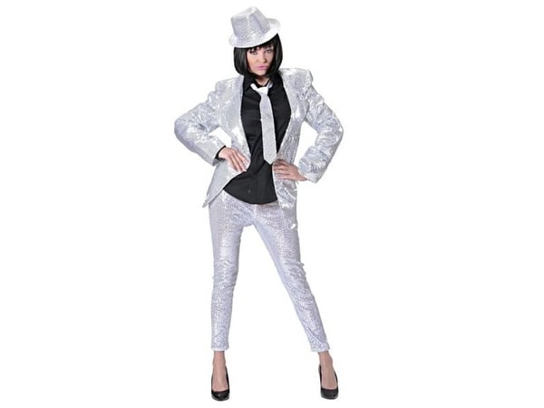 Silverfärgade paljettleggings