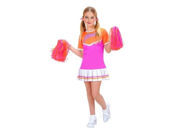 Cheerleaderkostym, rosa och orange