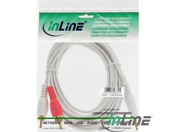 InLine 89939X, Hankjønn, 3.5mm, Hankjønn, 3 m, Hvit