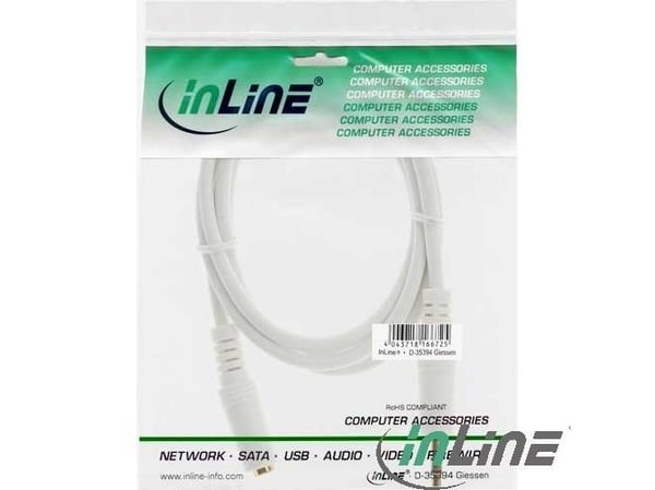 InLine 99935W, 3.5mm, Hankjønn, 3.5mm, Hunkjønn, 5 m, Hvit