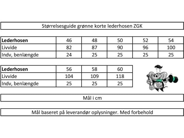 Grønne ægte lederhosen, kort
