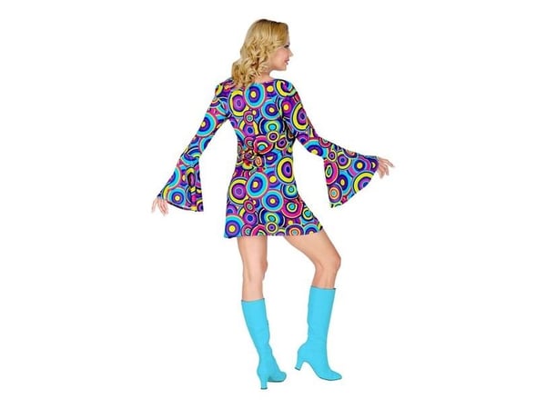 70-tals groovy klänning, blå bubblor
