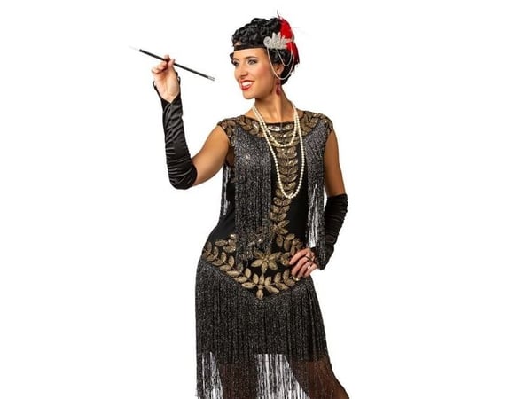 Flapper paljettklänning med fransar
