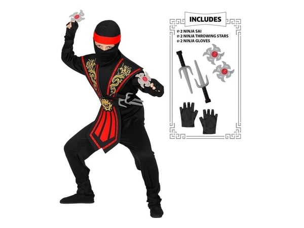 Röd combat ninja-kostym
