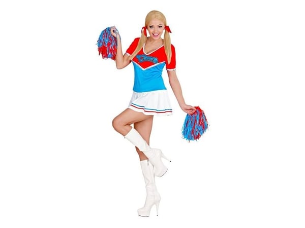Cheerleaderkostym - blå och röd