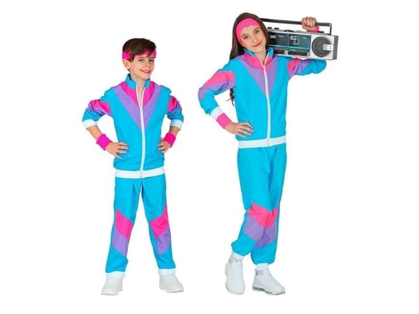 Blå 80er joggingdragt kostume