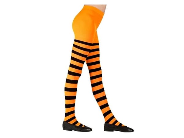 Sort og orange stribet strømpebukser, barn