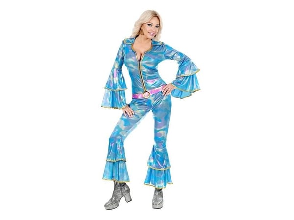 Blåt 70er disko jumpsuit