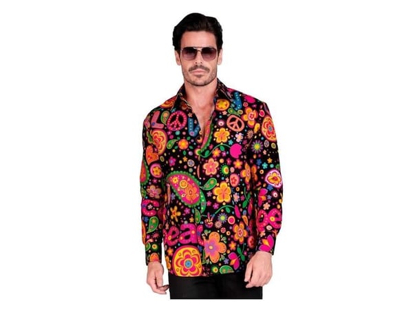 Sort neon hippie skjorte