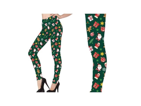 Grønne leggings med julemotiv