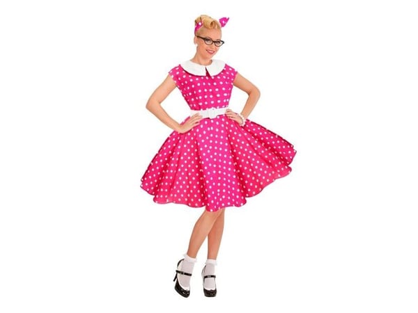 Lämmin pinkki 50-luvun mekko