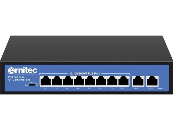 Ernitec ELECTRA-U08-1GB-110W, Hallitsematon, Gigabit Ethernet (10/100/1000), Täysin kaksipuolinen, Power over Ethernet -tuki