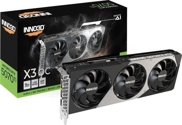 Inno3D GeForce RTX 5070 Ti X3 OC, GeForce RTX 5070 Ti, 16 GB, GDDR7, 256 Bit, PCI Express 5.0, 3 fan(er)