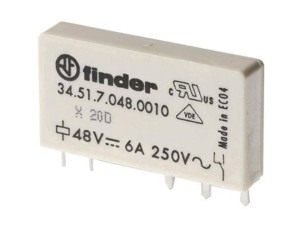 Ohut magneettirele 1P 6A 60V DC, AgNi+Au kontakti, piirilevylle 34.51.7.060.5010
