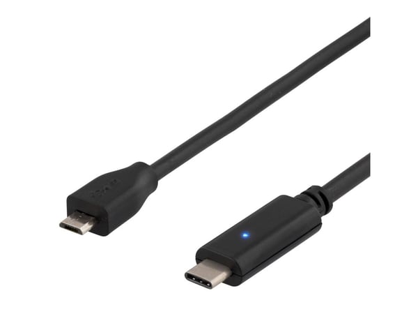 DELTACO - USB-kabel - Micro-USB type B (hann) til USB-C (hann) - USB 2.0 - 1 m - svart