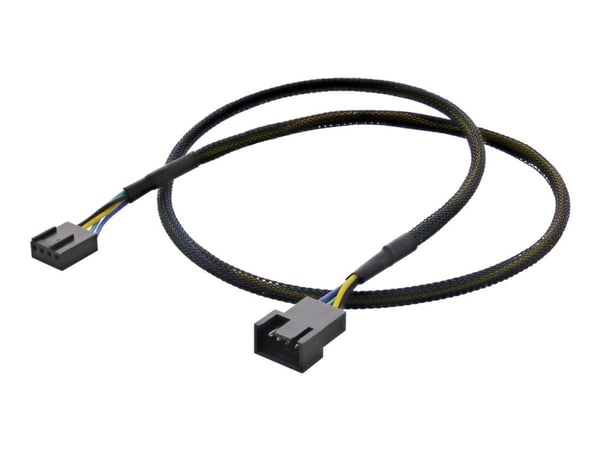 DELTACO - Forlengelseskabel for viftestrømforsyning - 4-stifts viftekontakt (hann) til 4-stifts viftekontakt (hunn) - 60 cm