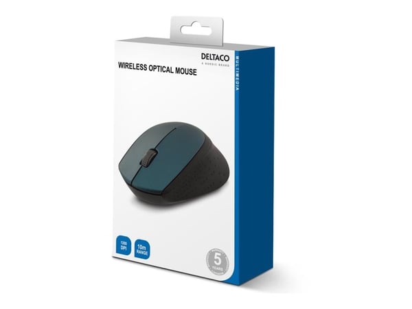 DELTACO MS-461 - Mus - optisk - 2 knapper - trådløs - USB trådløs mottaker - svart/grå