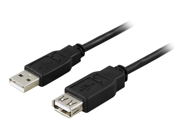 DELTACO - USB-jatkojohto - USB (uros) - USB (naaras) - USB 2.0 - 5 m - musta