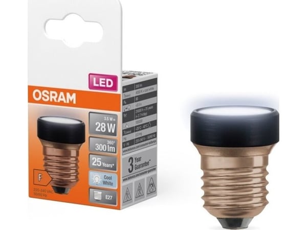 OSRAM LED STAR - LED-lyspære - form: flat round - mattslipt finish - E27 - 3.5 W (ekvivalent 28 W) - klasse F - kjølilg hvitt lys - 4000 K