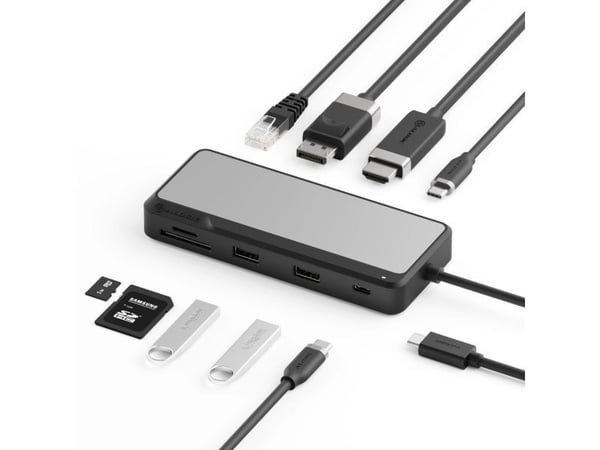 ALOGIC FUPHDDP1, langallinen, USB 3.2 Gen 1 (3.1 Gen 1) Type-C, 100 W, 10 100 1000 Mbit/s, harmaa, MicroSD (TransFlash), MicroSDHC, MicroSDXC, SD, ...