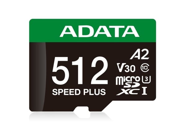 ADATA SPEED PLUS - Flashminnekort (SD-adapter inkludert) - 512 GB - A2 / Video Class V30 / UHS-I U3 / Class10 - SDXC UHS-I