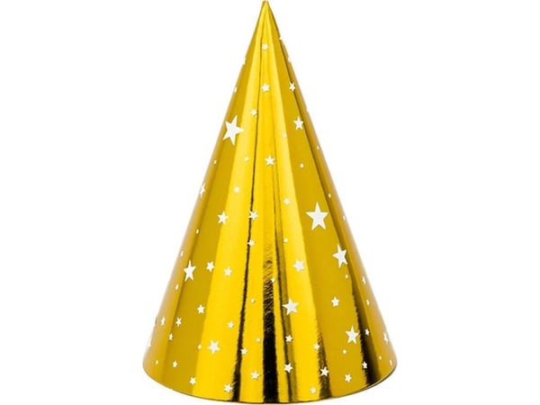 Guld partyhatte, 6 stk.