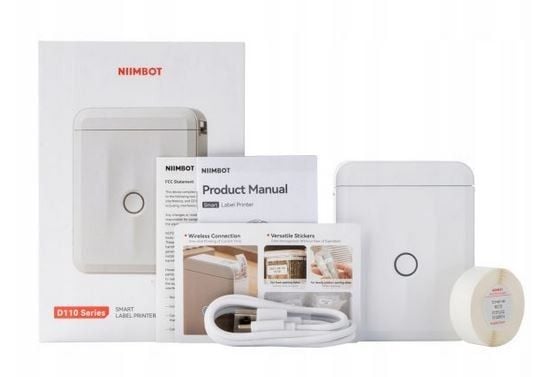 Etikettprinter Niimbot Niimbot D110-M Smart, hvit + etikett-rull 160 stk