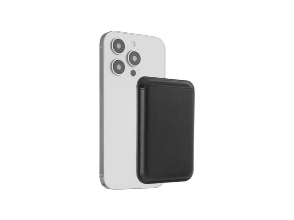 DELTACO - Magnetkortholder for mobiltelefon / kredittkort - MagSafe-samsvar - PU-skinn (termoplastisk polyuretan + polykarbonat) - svart - for Appl...