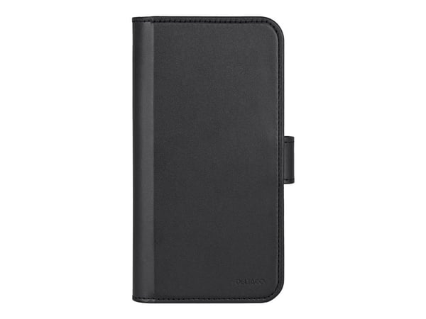 DELTACO - Lommebok for mobiltelefon - 2-i-1, magnetisk - MagSafe-samsvar - veganlær, PU-skinn (termoplastisk polyuretan + polykarbonat) - svart - f...