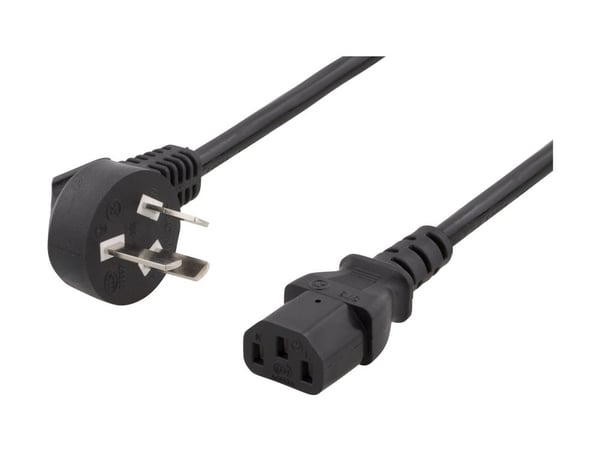 DELTACO DEL-109CHI - Johdinsarja - PSB-10A vinklet til IEC 60320 C13 lige - AC 250 V - 10 A - 2 m - lajiteltu