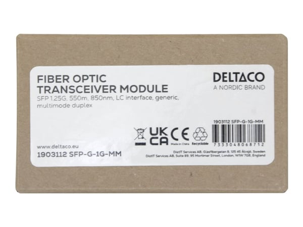 DELTACO - SFP (mini-GBIC) transceivermodul - 1.25GbE - 1000Base-SX - LC Duplex multi-modus - opp til 550 m - 850 nm